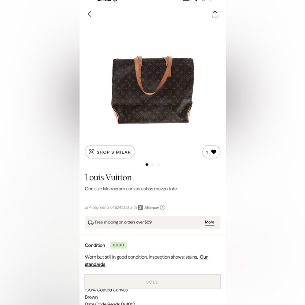 Louis Vuitton Monogram Tote in Brown with Tan Trim - Picture 8 of 9